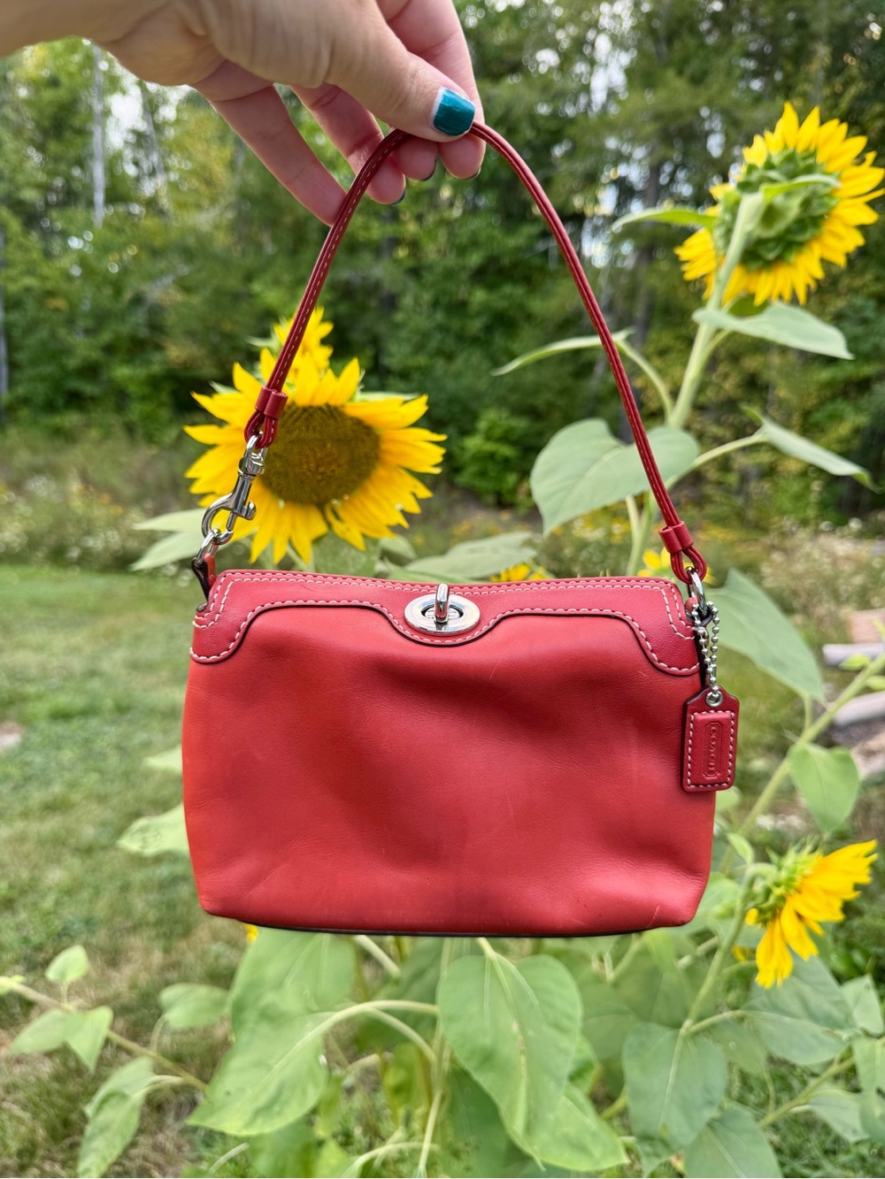 Coach Terracotta Leather Willis Turnlock Wristlet